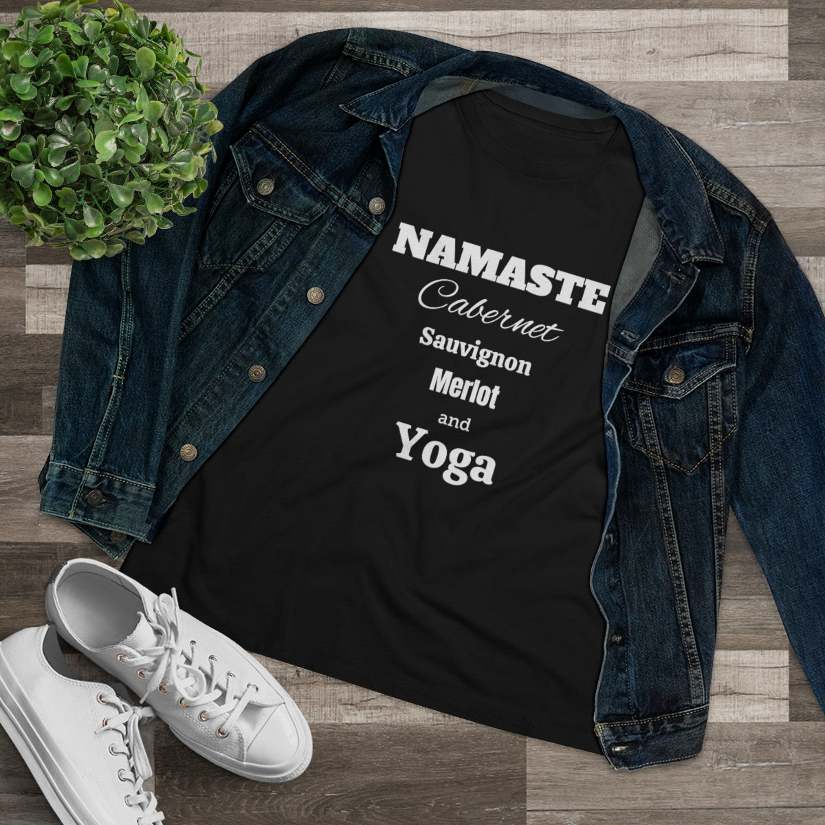 Namaste Wine and Yoga Women Soft T-Shirt