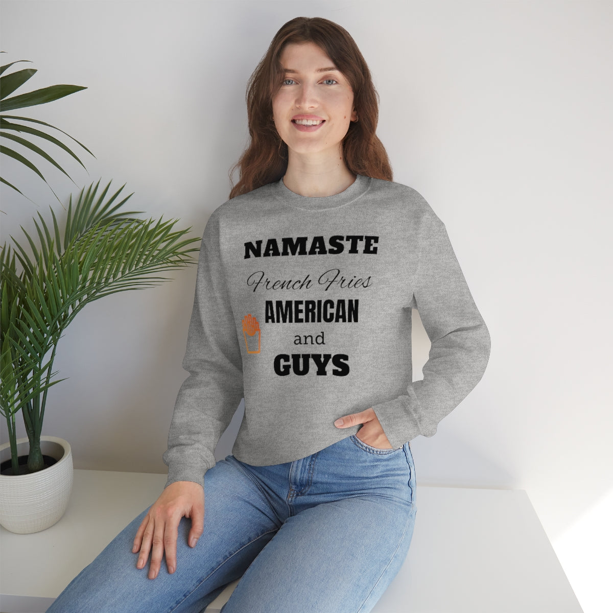 Namaste French Fries And Italian Guys Premium Unisex Sweatshirt