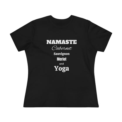 Namaste Wine and Yoga Women Soft T-Shirt